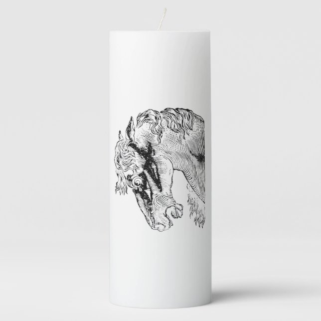 Elegant Horse Equestrian Interior Design  Pillar Candle (Front)