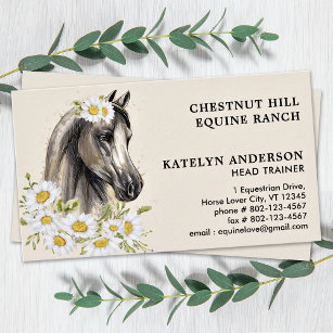 Elegant Horse Floral Personalize Equestrian Equine Business Card