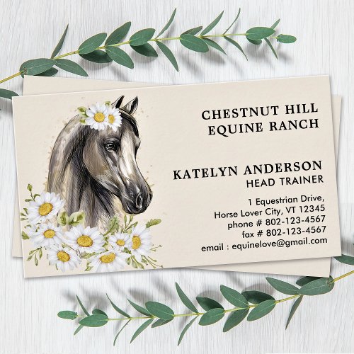 Elegant Horse Floral Personalize Equestrian Equine Business Card