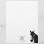 Elegant Horse Head Black White Bottom Letterhead<br><div class="desc">Customize this Professional Elegant Clean Minimalist Letterhead, featuring a black and white image of a beautiful horse head with a white horse halter on a white background. With a place for your company name and service and for all the other contact information at the bottom of the stationery. All the...</div>