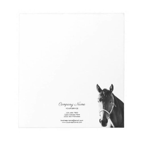 Elegant Horse Head BW Personalized Business Notepad