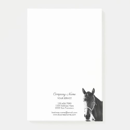 Elegant Horse Head BW Personalized Business Post_it Notes