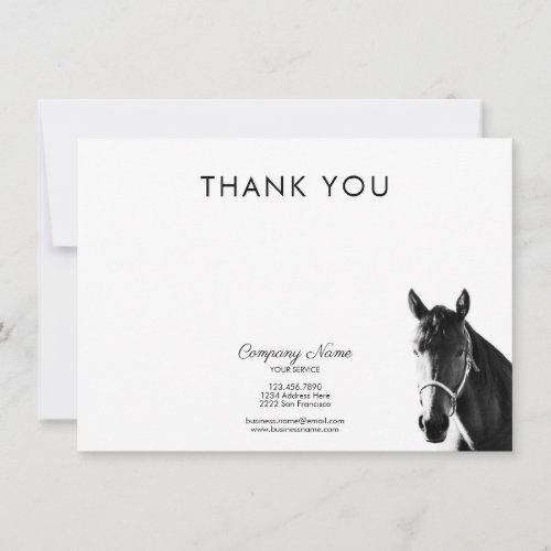 Elegant Horse Head BW Thank You Business Note Card
