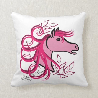 Elegant Horse Head Rose Pink Throw Pillow
