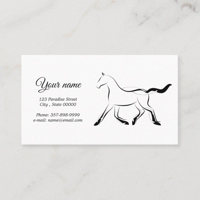 Elegant horse in black color business card (Front)