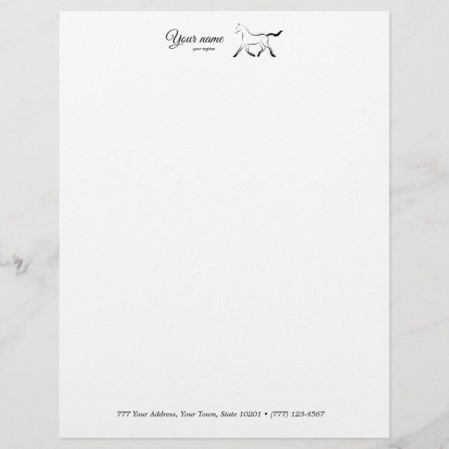 Elegant horse in black color letterhead (Front)