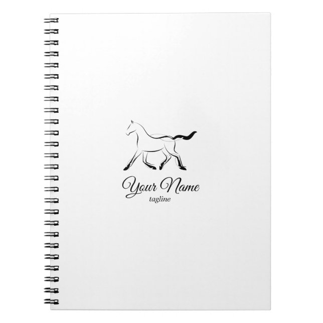 Elegant horse in black color notebook (Front)