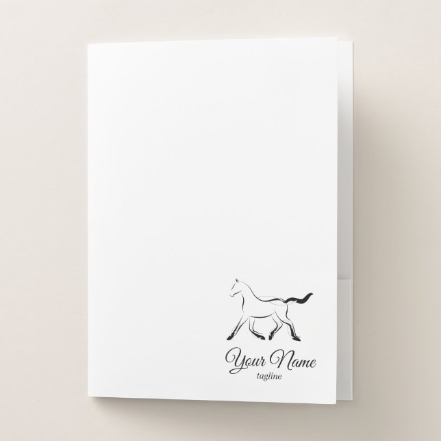 Elegant horse in black color pocket folder (Front)