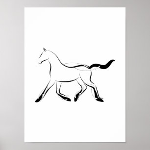 Elegant horse in black color poster