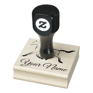 Elegant horse in black color rubber stamp