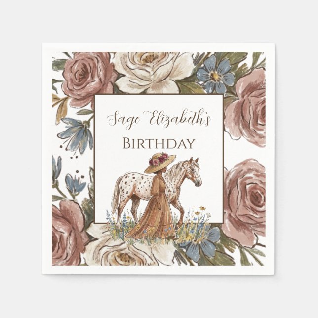 Elegant Horse Lover Birthday  Napkins (Front)