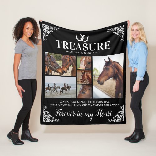 Elegant Horse Memorial Photo Collage Fleece Blanket