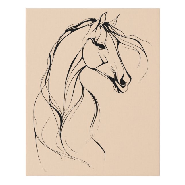 Elegant Horse Outline Silhouette Faux Canvas Print (Front)