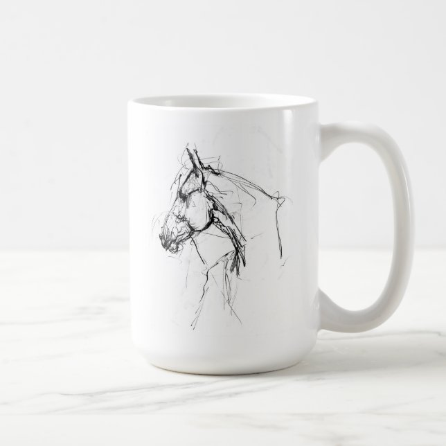 Elegant Horse Portrait Sketch  Coffee Mug (Right)