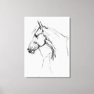 Elegant Horse Portrait Sketch - Premium Canvas Print
