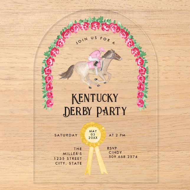 Elegant Horse Race Derby Party Acrylic Invitations | Zazzle