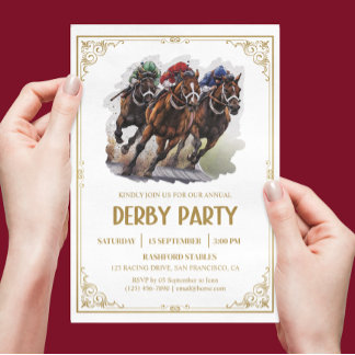 Elegant Horse Race Derby Party Equestrian Invitation