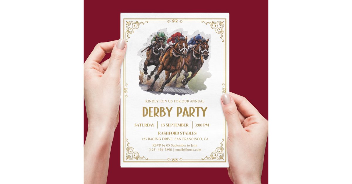Elegant Horse Race Derby Party Equestrian Invitation | Zazzle