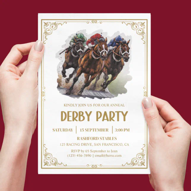 Elegant Horse Race Derby Party Equestrian Invitation | Zazzle