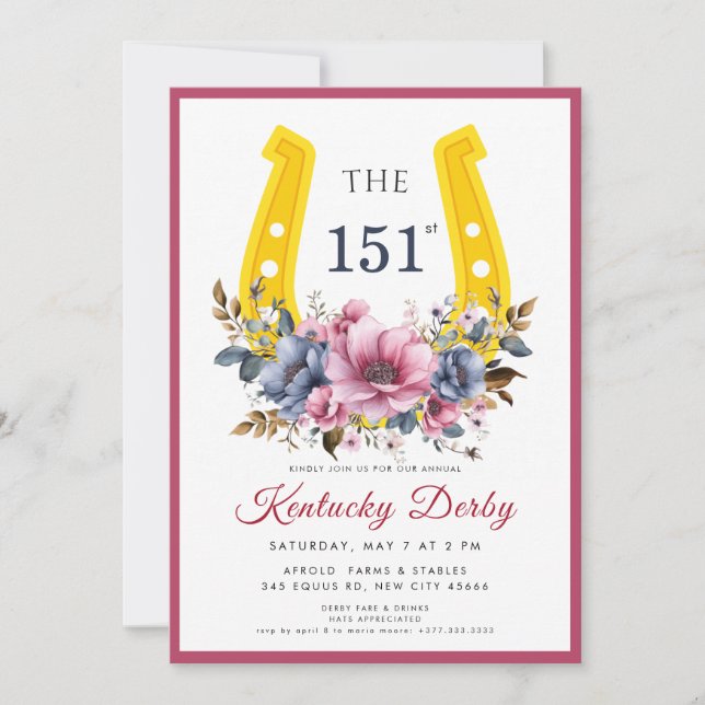 Elegant horse racing & equestrian theme invitation (Front)