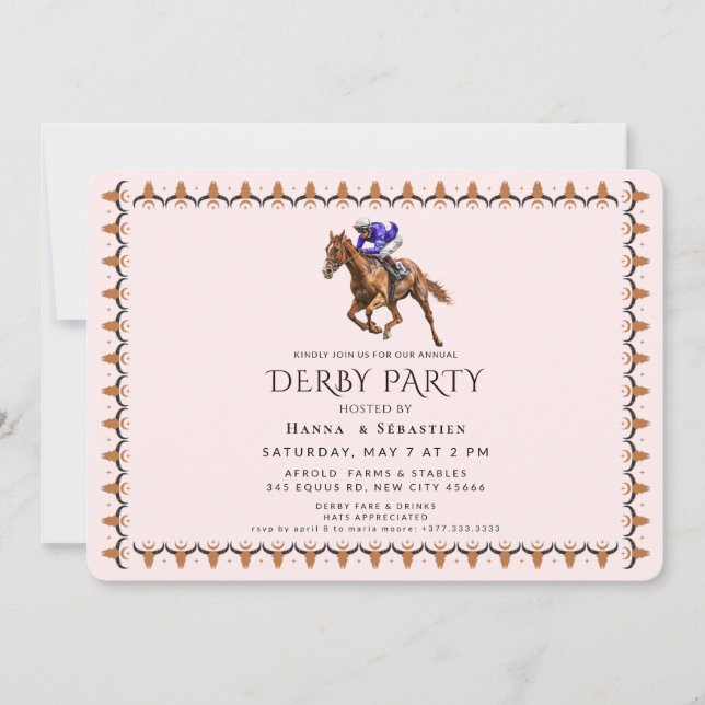 Elegant Horse Racing Garden Party Invitation (Front)