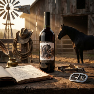 Elegant Horse Ranch Birthday Party Wine Label Set