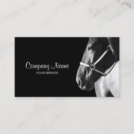 Elegant Horse Side Head Black Business Card