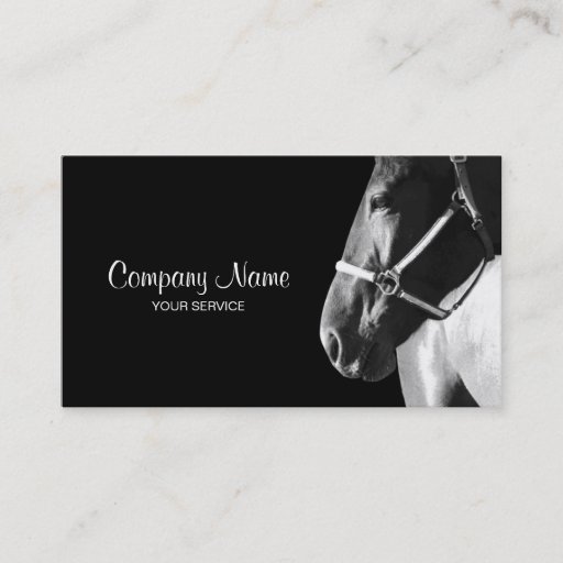 Customizable Elegant Horse Side Head Black Business Card