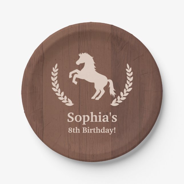 Elegant Horse Silhouette Birthday Party Supplies Paper Plates (Front)