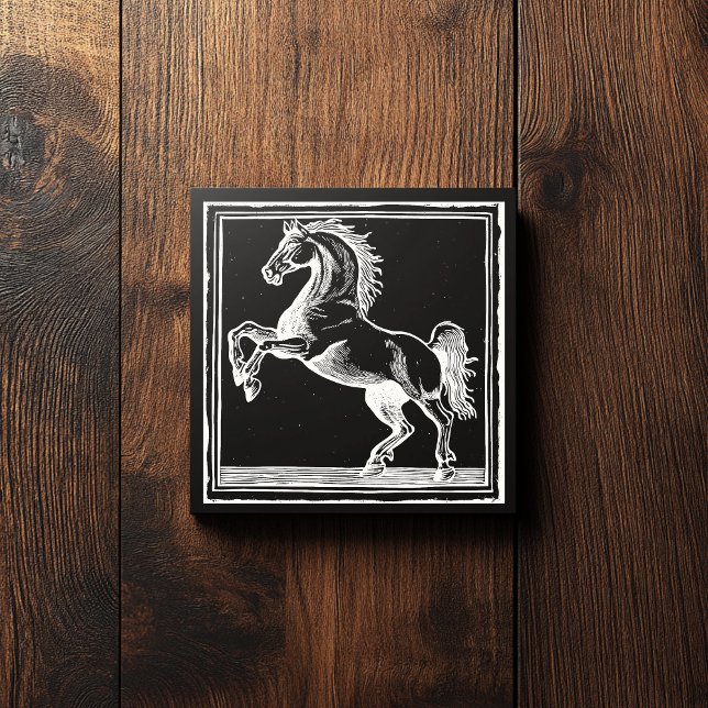 Elegant Horse Training Riding Black Equestrian  Square Business Card (Creator Uploaded)