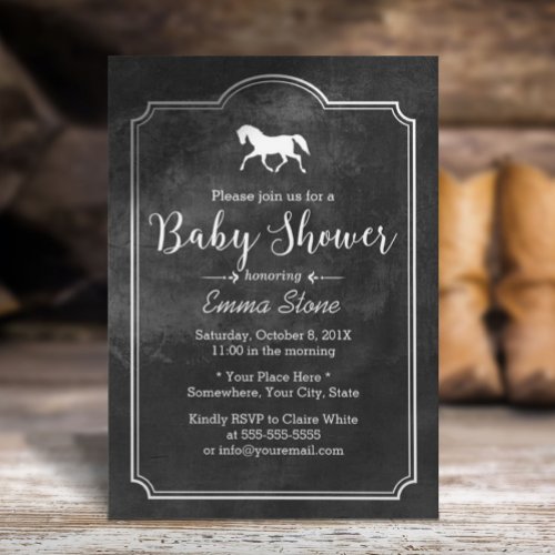 Elegant Horse Vintage Frame Baby Shower Invitation