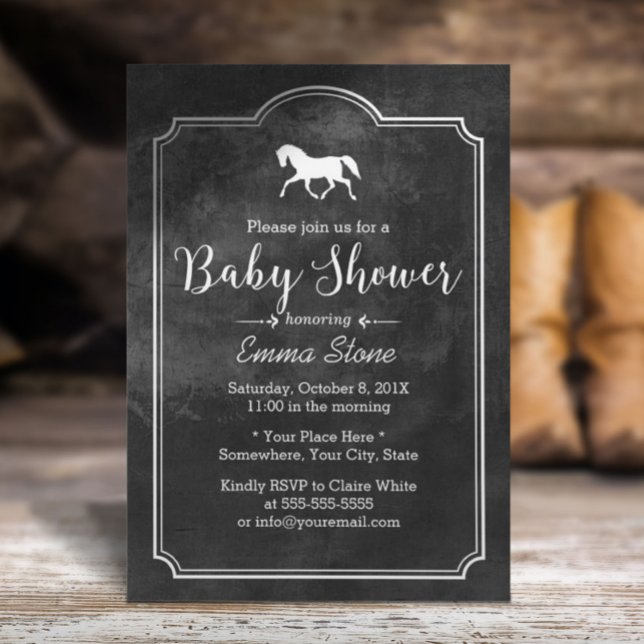 Elegant Horse Vintage Frame Baby Shower Invitation (Creator Uploaded)