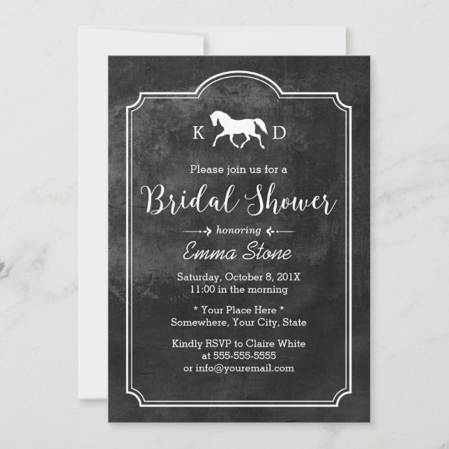Elegant Horse Wedding Bridal Shower Invitation (Front)