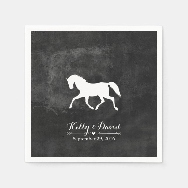 Elegant Horse Wedding Paper Napkins (Front)