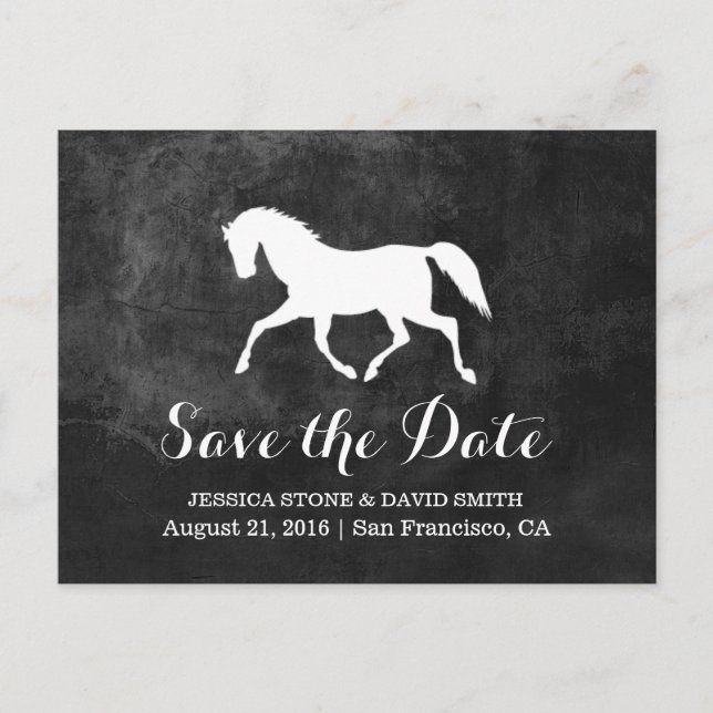 Elegant Horse Wedding Save the Date Announcement Postcard (Front)