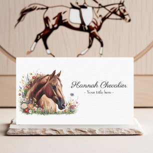 elegant horse with wildflower equestrian business card