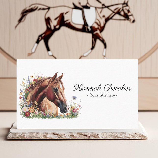 elegant horse with wildflower equestrian business card (Creator Uploaded)