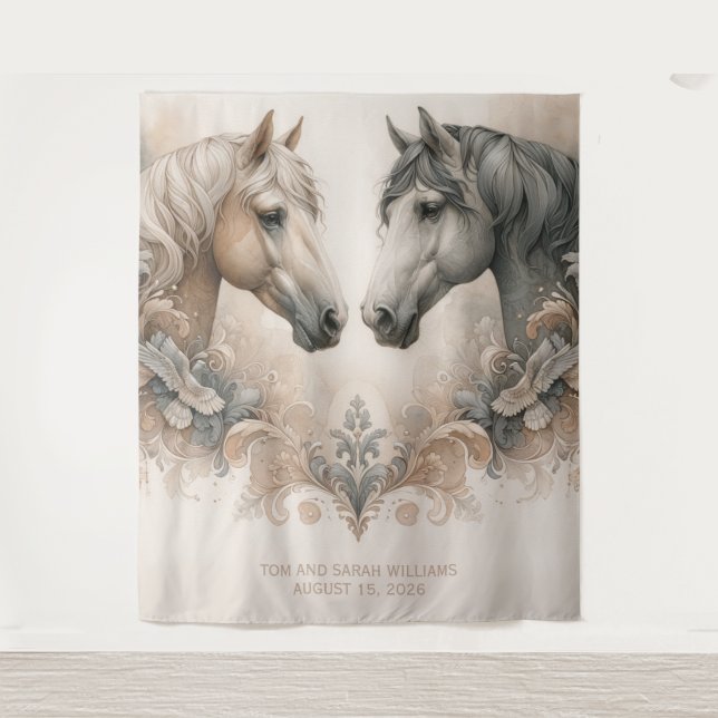 Elegant Horses Wedding Backdrop (Front)
