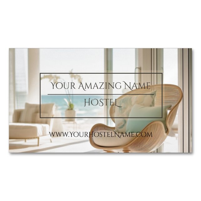 Elegant Hostel Photo Delicate Stylish Bright  Business Card Magnet (Front)