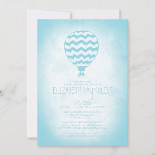 Elegant Hot Air Balloon Bridal Shower Invitations