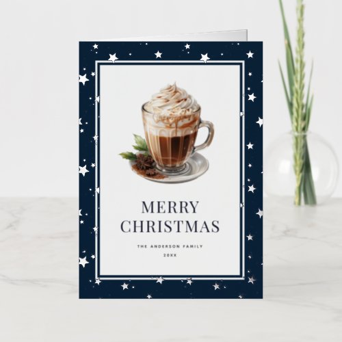 Elegant Hot Chocolate Photo Merry Christmas Foil Holiday Card