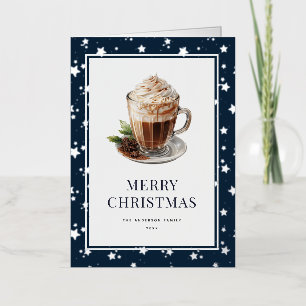 Elegant Hot Chocolate Photo Merry Christmas Foil Holiday Card