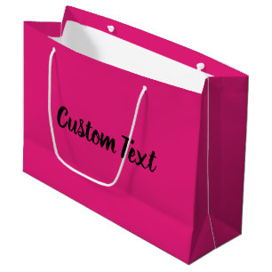 Elegant Hot Pink and Black Script Text Template Large Gift Bag