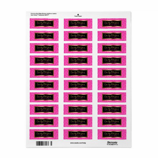 Elegant Hot Pink And White Glitter Label | Zazzle