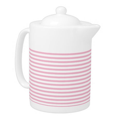 Elegant Hot Pink and White Stripes Teapot
