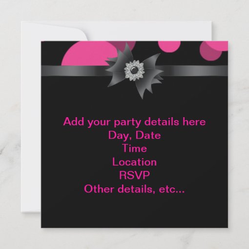 Elegant Hot Pink Black Birthday Party Invitation Zazzle