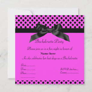 ELEGANT HOT PINK BLACK BOW BACHELORETTE INVITE