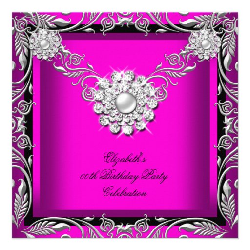 Fuschia And Silver Invitations 7