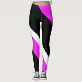 Elegant hot pink black striped pattern leggings | Zazzle