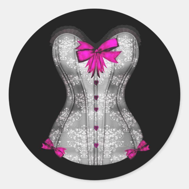 Elegant Hot Pink Corset Stickers (Front)